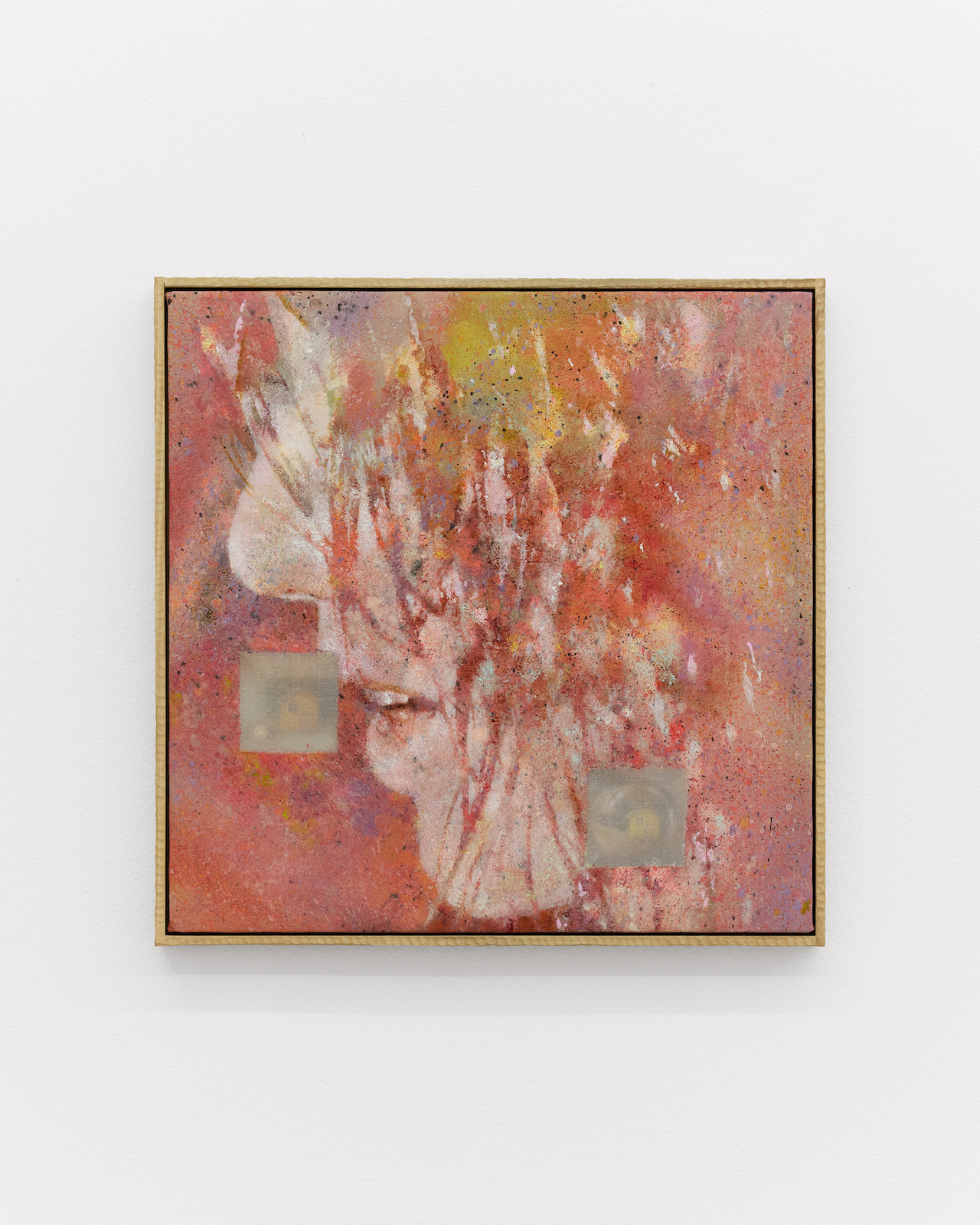 Reeha Lim, untitled, 2026, acrylic on silk, hand carved artist frame, Korean pagoda dogwood. Photo: Julia Malmquist