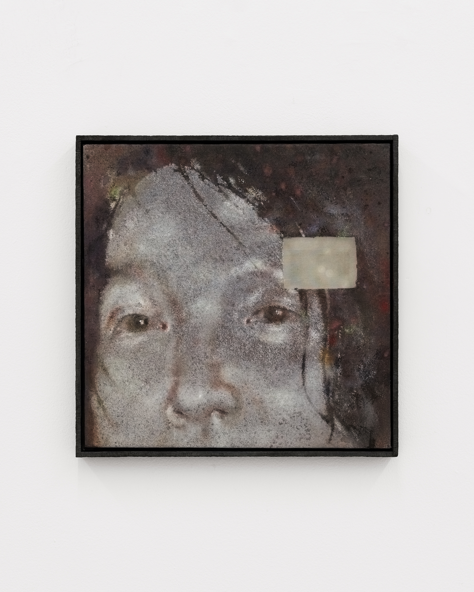 Reeha Lim, untitled, 2026, acrylic on silk, hand carved artist frame, Korean pagoda dogwood. Photo: Julia Malmquist