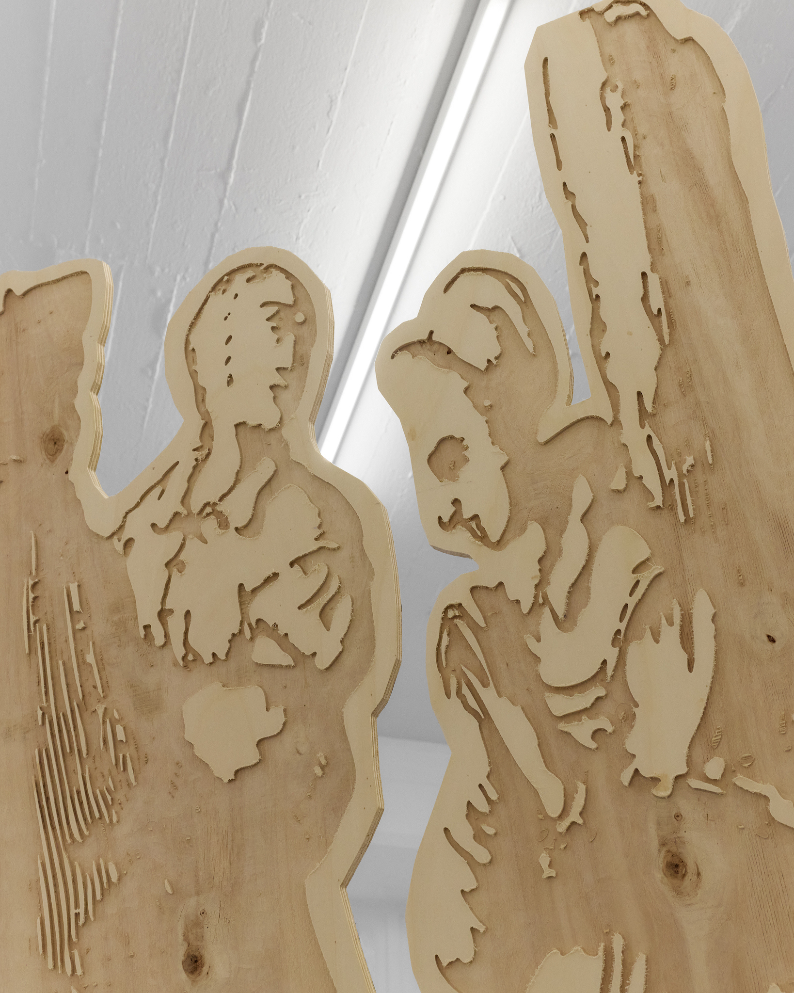 Detail, Mikołaj Sobczak, Sylvin Rubinstein, 2024, oil, print on wood, disassembled metal stand. Photo: Julia Malmquist 