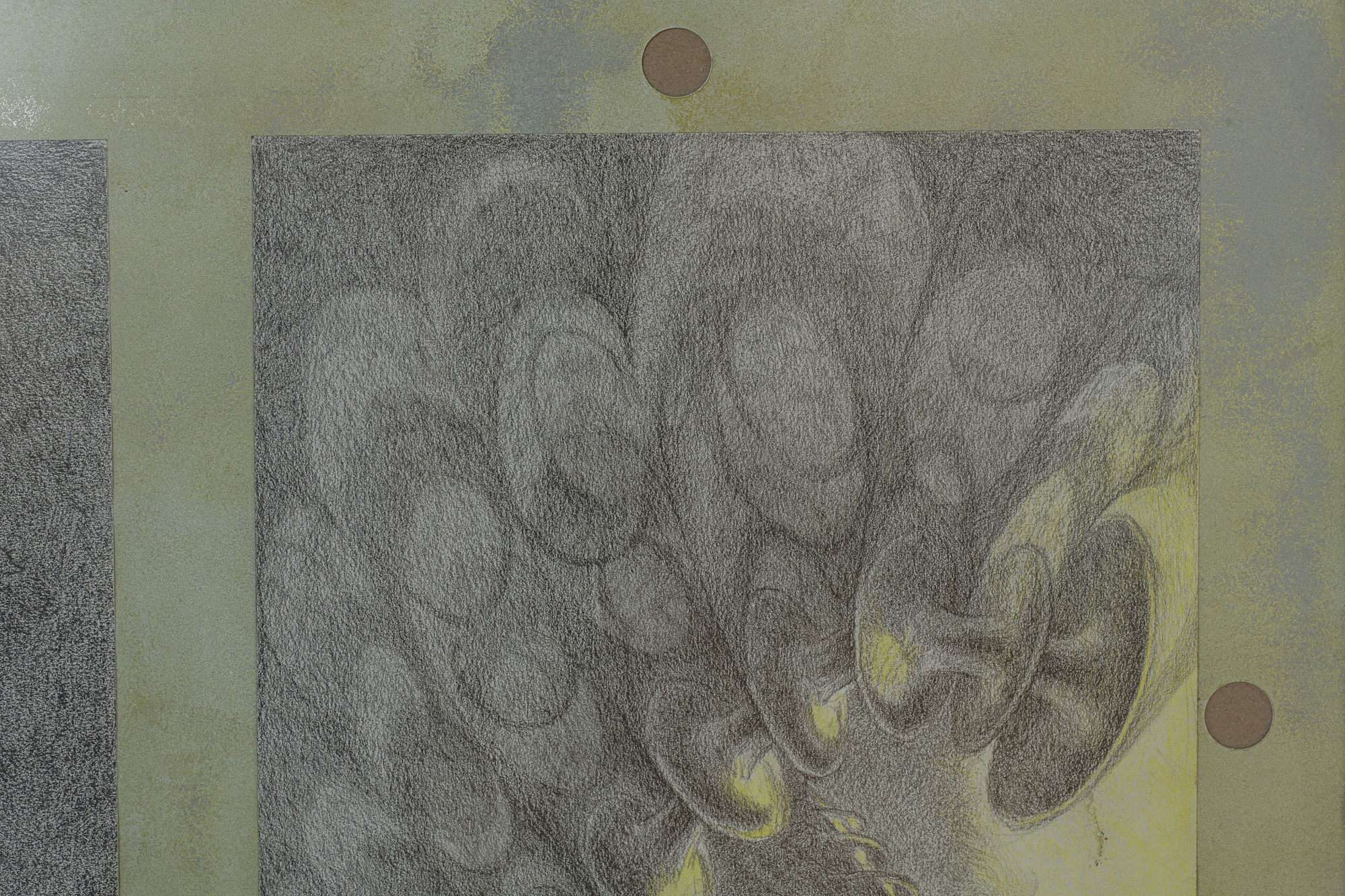 Roundabout. Color pencils, paper, aluminium back panel, aluminium frame. 2025