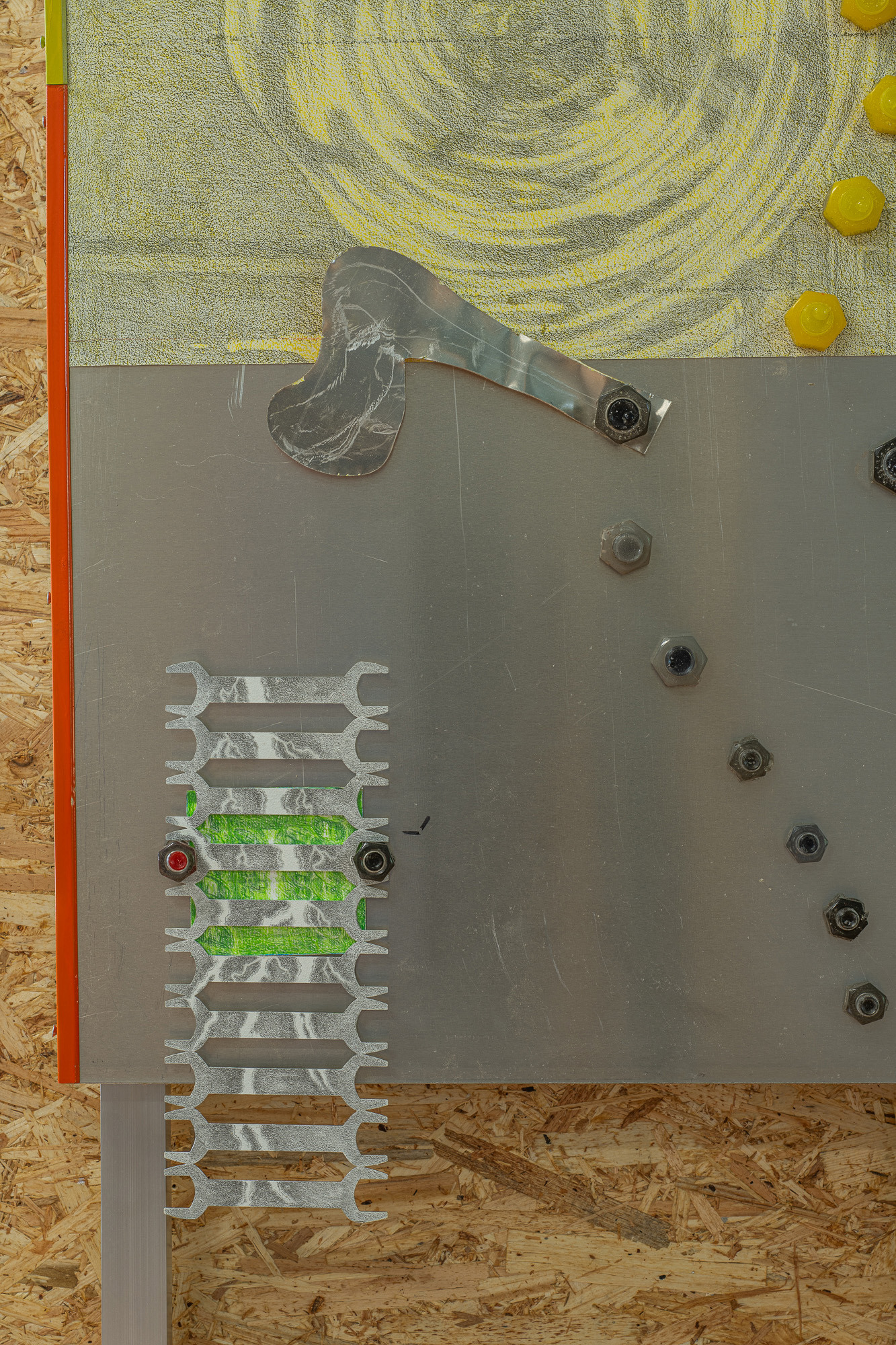 Circuit board. Aluminium, color pencils, epoxy resin. 2026