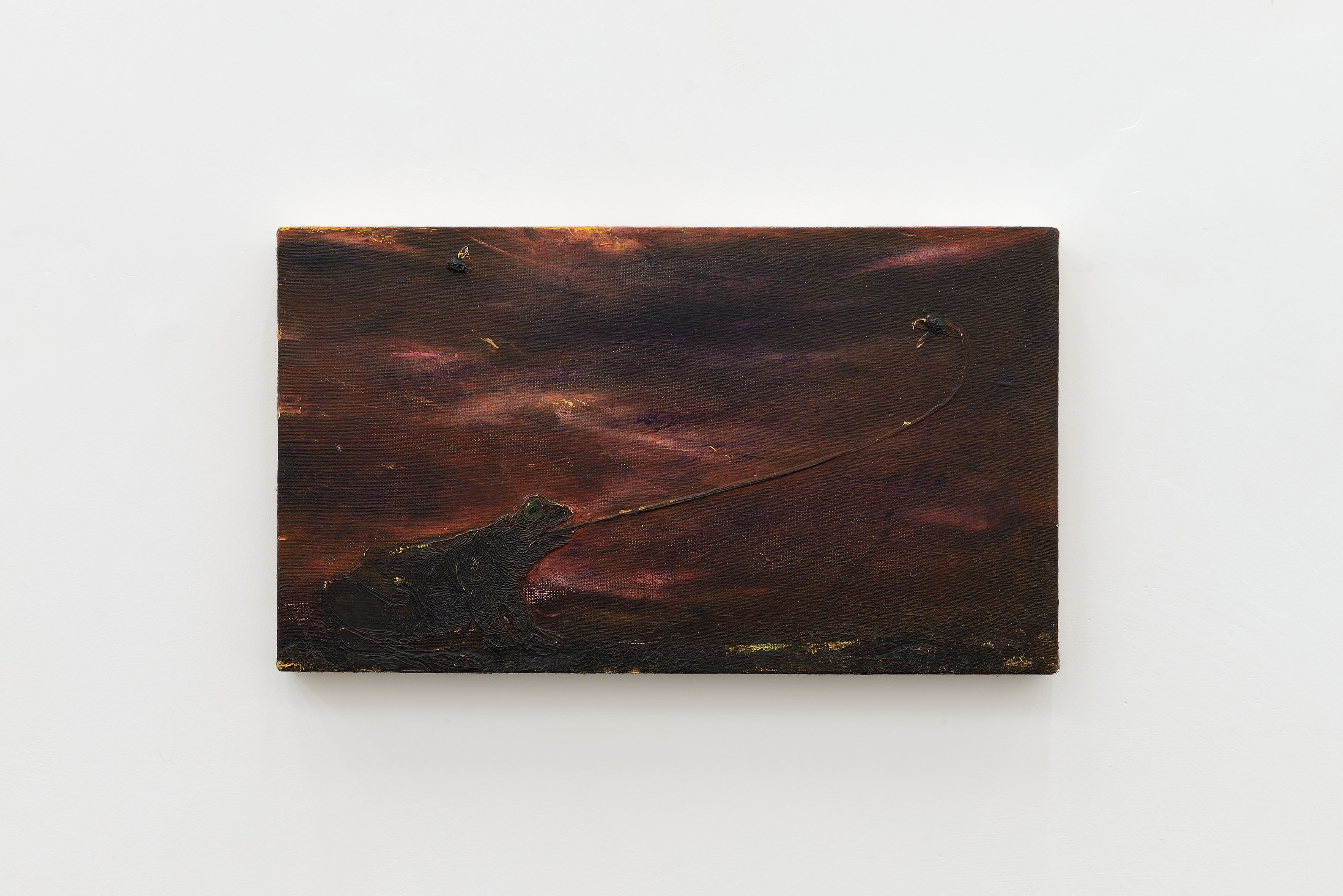 Cyryl Polaczek, Frog and flies, 2025, oil on canvas, 20 x 35 cm. Photo by Roberto Apa. Courtesy of the Artist and ADA, Rome