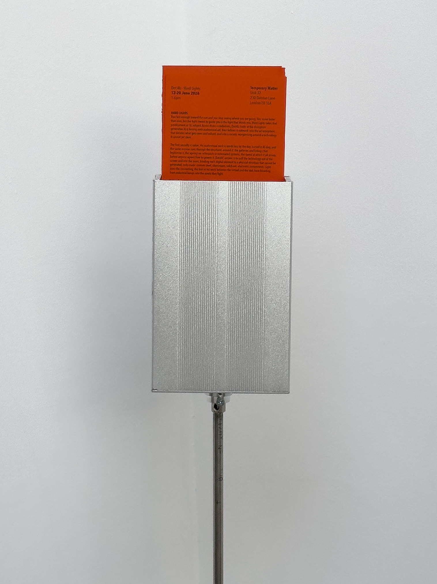 Exhibition view: Dot Als, 'Hard Lights' at Temporary Matter, London, 2026. Photo: Courtesy of the artist & Temporary Matter