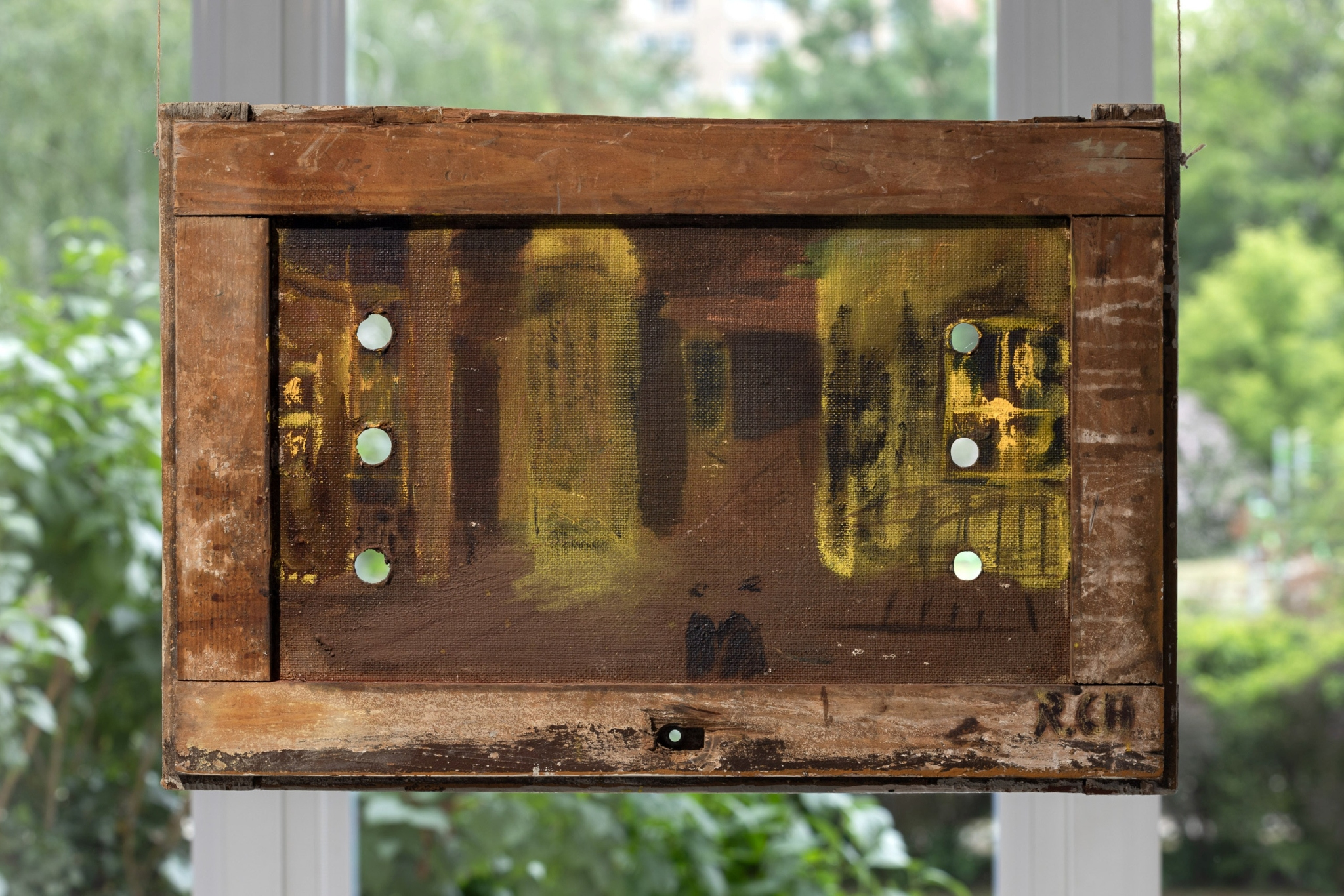 Radosław Chorab, „Untitled”, 2026, oil on old door, 42 x 62 cm