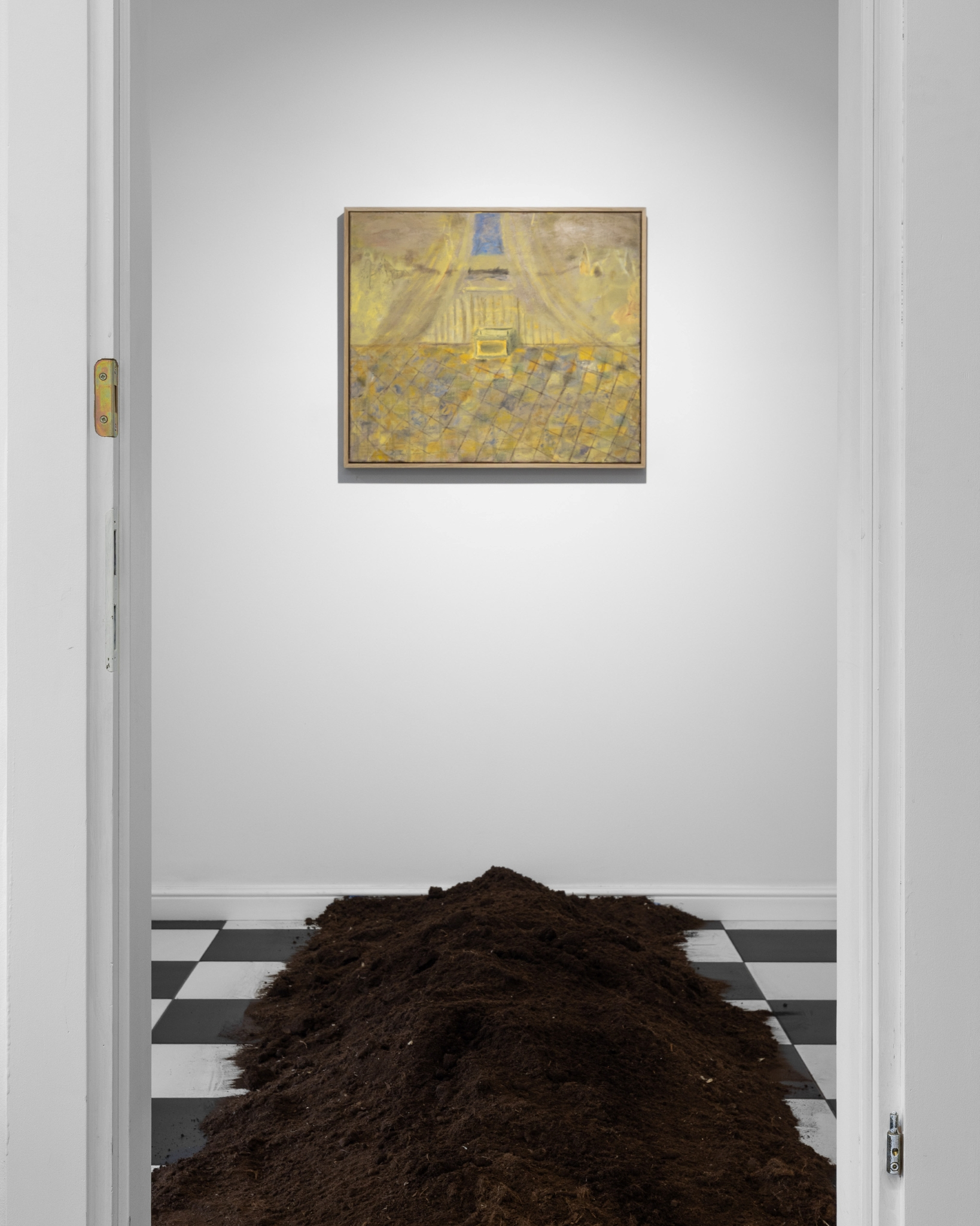 Radosław Chorab, „Gift from the chapel”, 2026, oil on jute, wooden frame, 50 x 60 cm