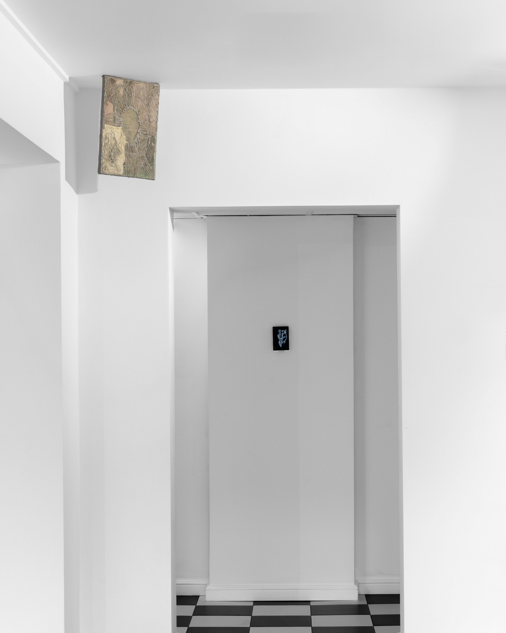 Czaro Malinkiewicz, „Untitled”, 2026, mixed technique, 41 x 29 cm, Milan Zientara, „harpstone”, 2026, colored pencil on inkstone, 12,5 x 8,5 cm