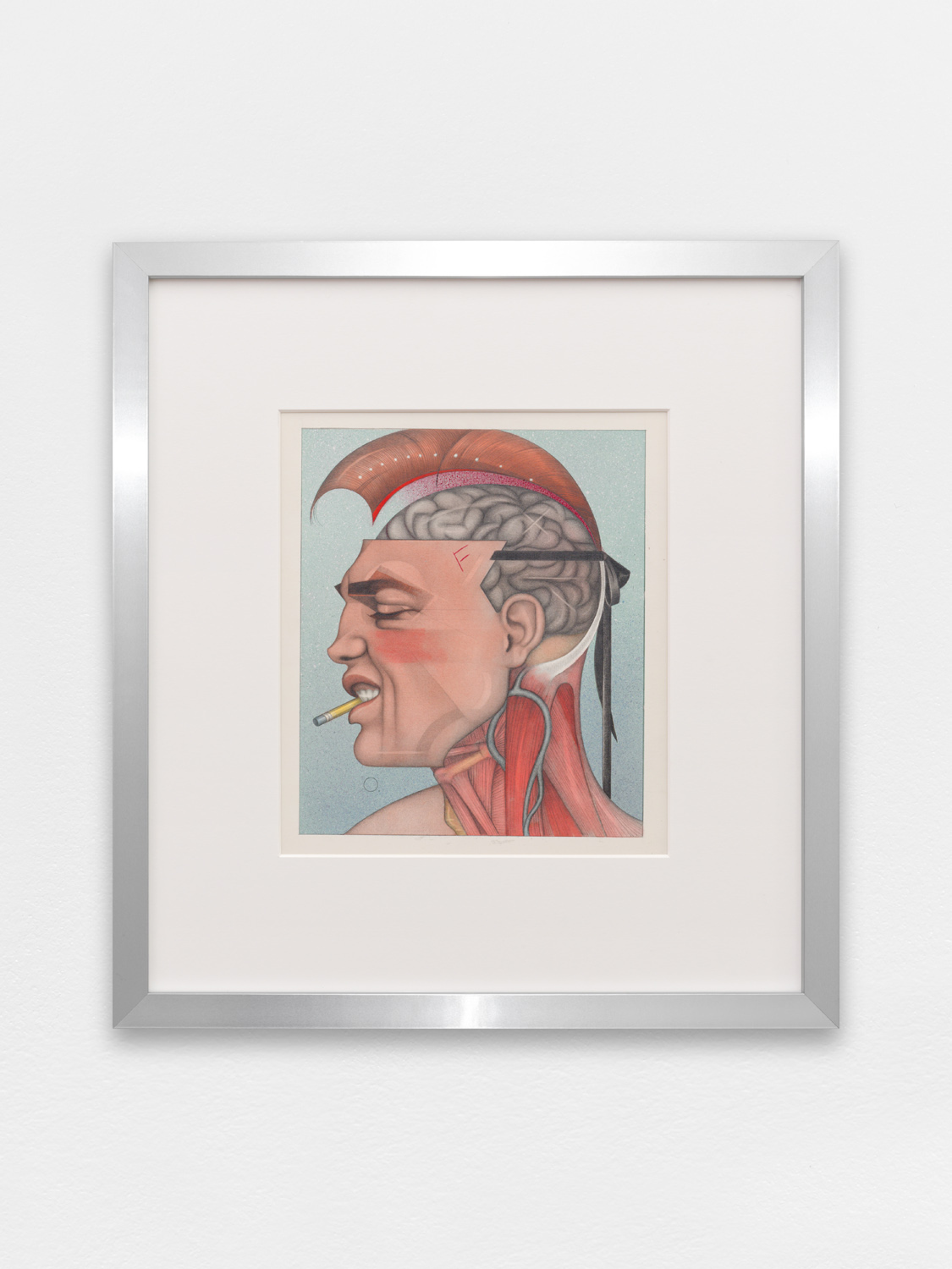 Mel Odom, Brain surgery school, Rolling Stone Magazine, 1988, pencil on paper, 33 x 25.2 cm (unframed), 43.5 x 40.5 cm (framed), unique