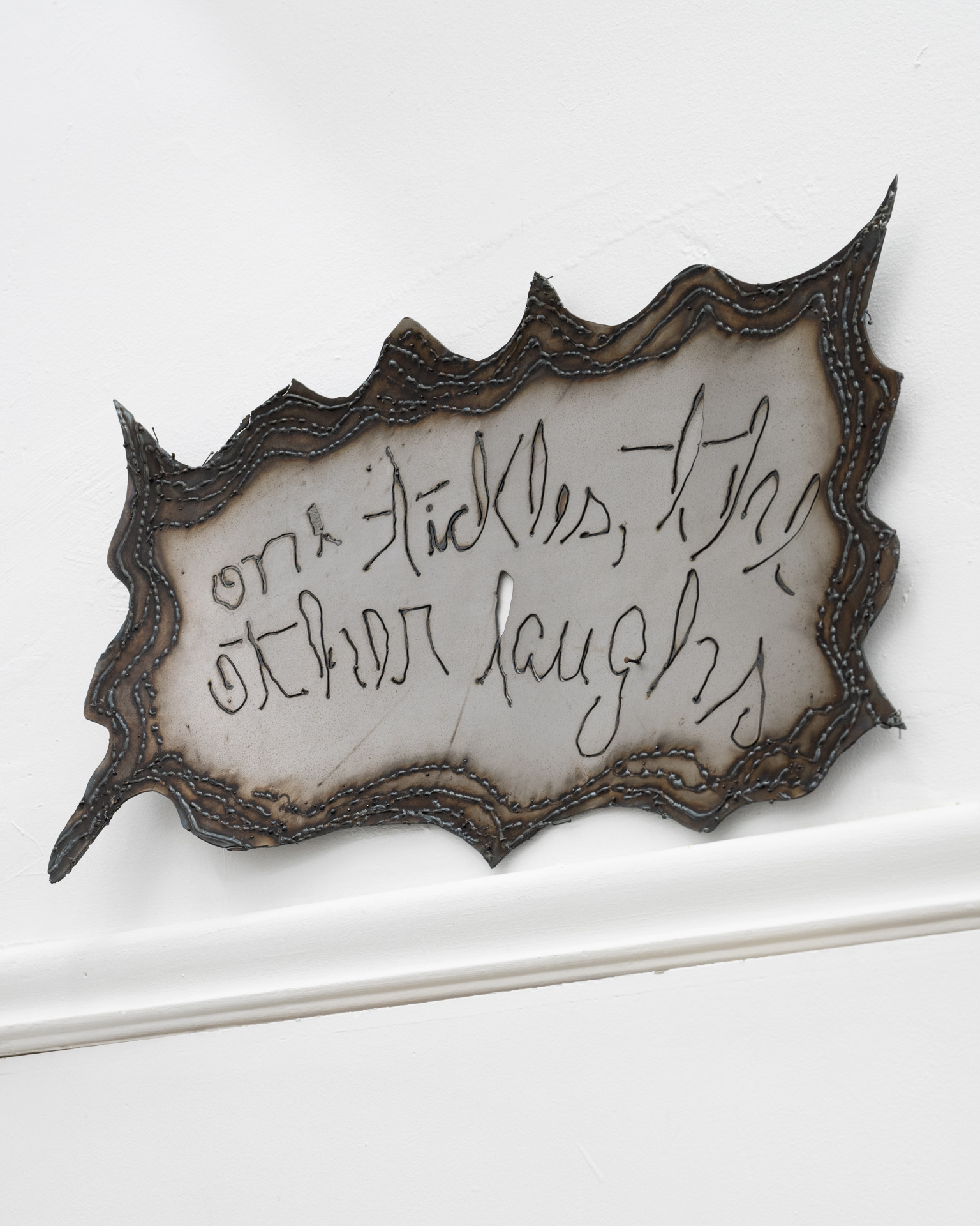 Elen Braga A Trigger, 2026, Drawing on metal 30 x 55 cm