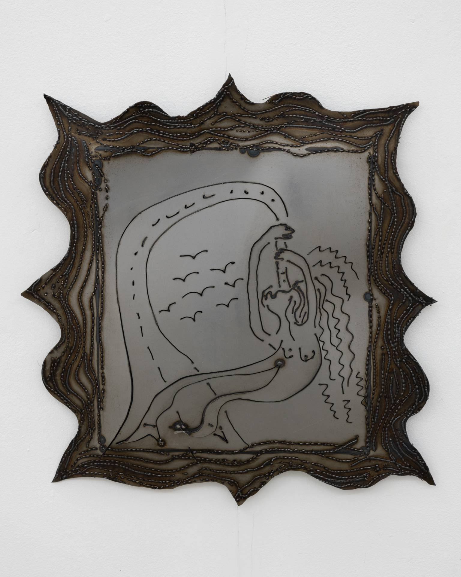 Elen Braga Eating my hands, 2026, Drawing on metal 63 x 58 cm