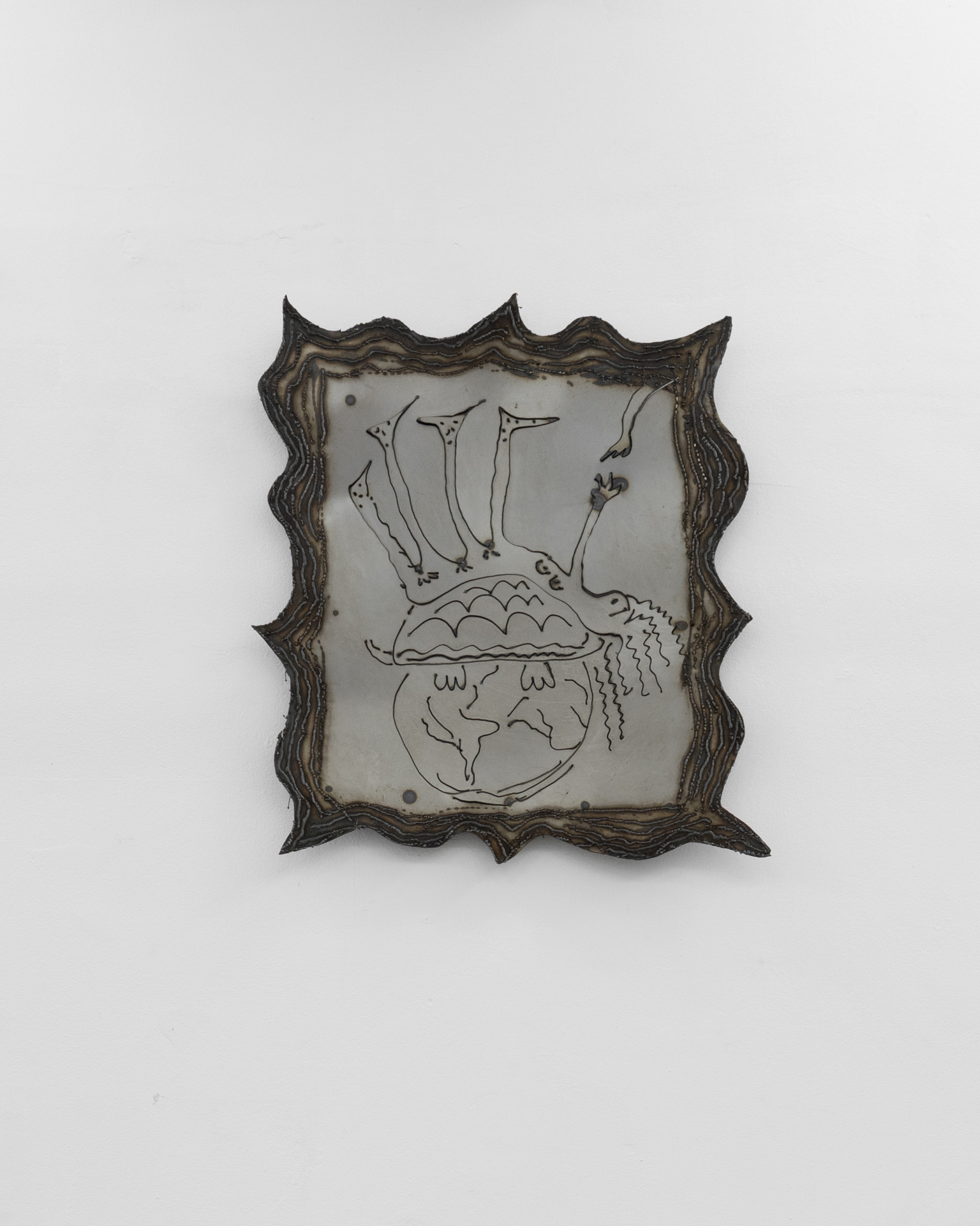 Elen Braga, The creation mythe, 2026, Drawing on metal 63 x 55 cm