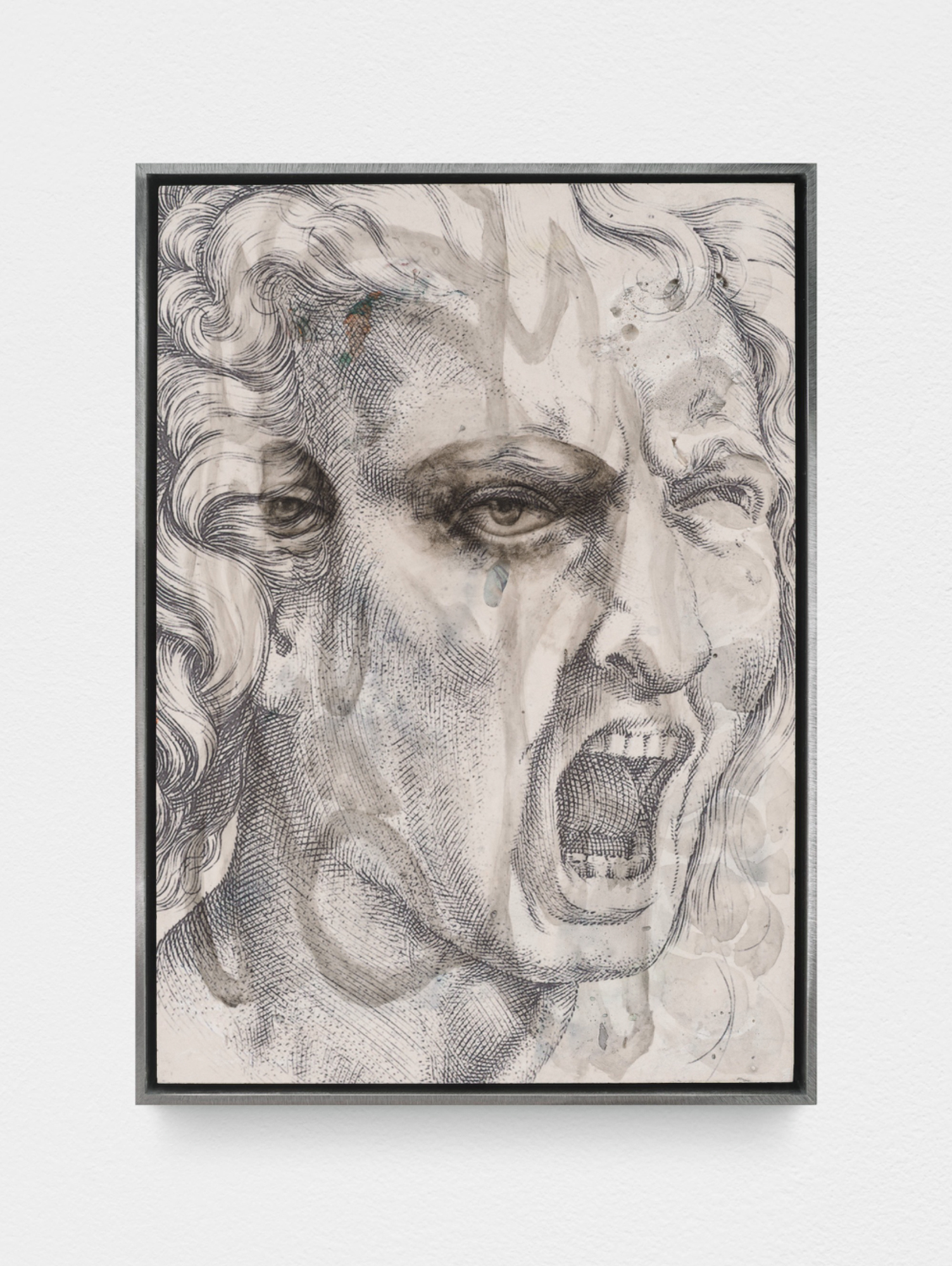 Peles Duo, h₁ésh₂r, 2025 UV print on gypsum, rope and pigments 203 x 122 x 4 cm