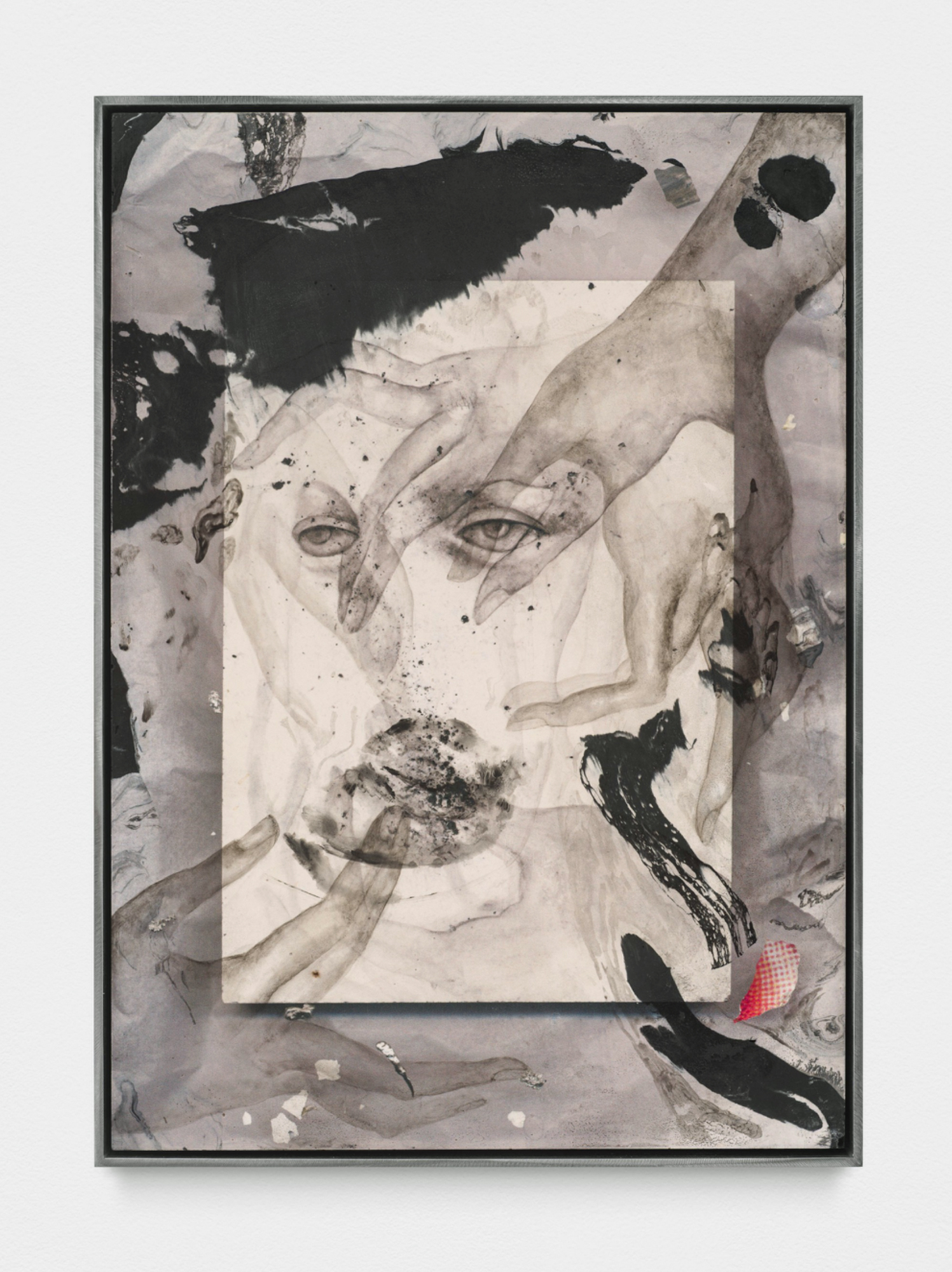 Peles Duo, portals (cybele) I, 2026 UV print on gypsum, rope and pigments 42 x 30 cm