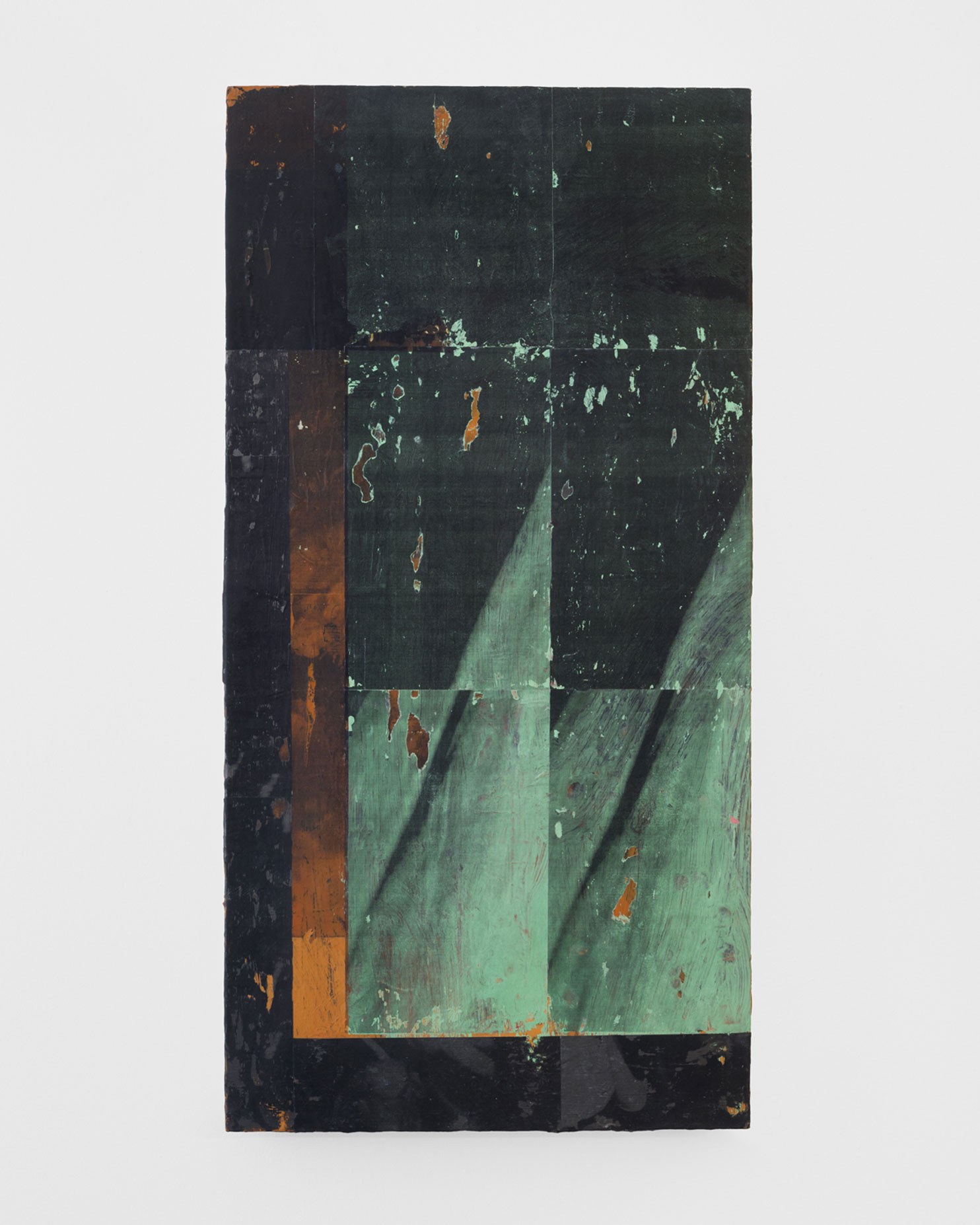 Colin Canary, 2026, By No Failsafe, Toner transfer and acrylic on panel, 30 x 15 in.