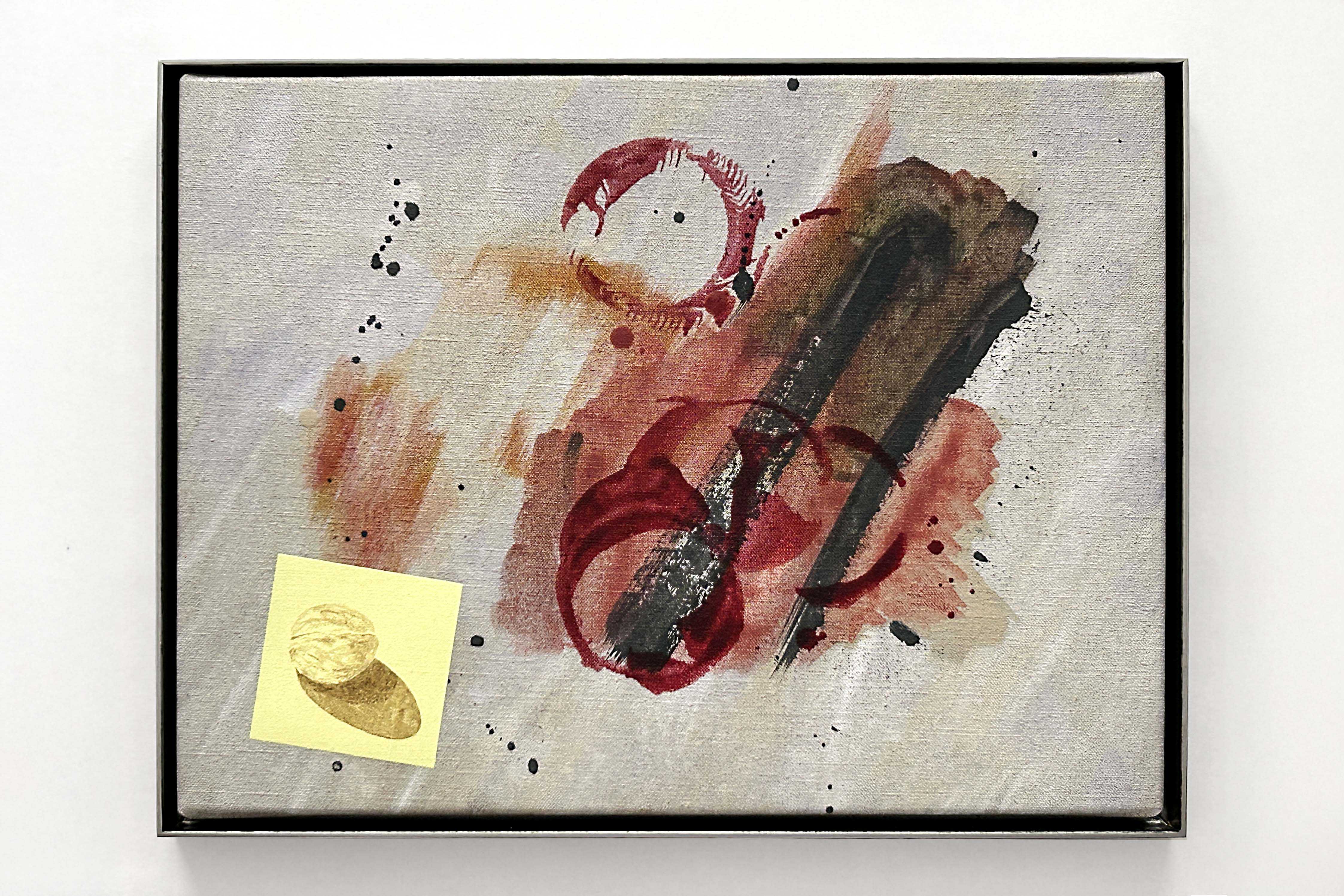 Installation view of 'Walnut', 2026, oil on canvas, artist steel frame, 31,5 x 41,5 cm, by Are Blytt, DOD Gallery, Cologne, 2026