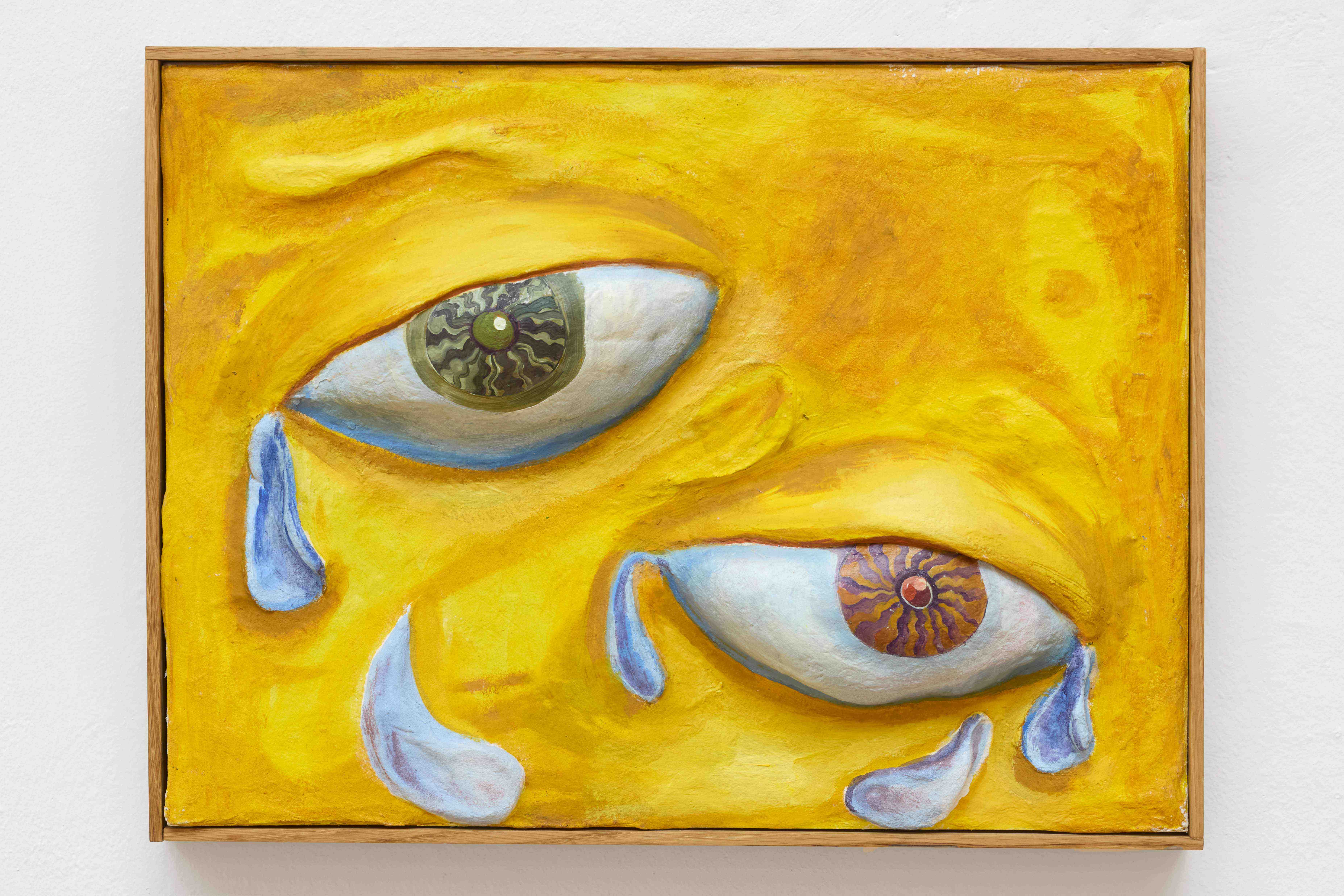 Fid Fischer „Lacrymae (Relief 2)“, 2024, Oil and Plastiform on wood, 30 x 40 cm