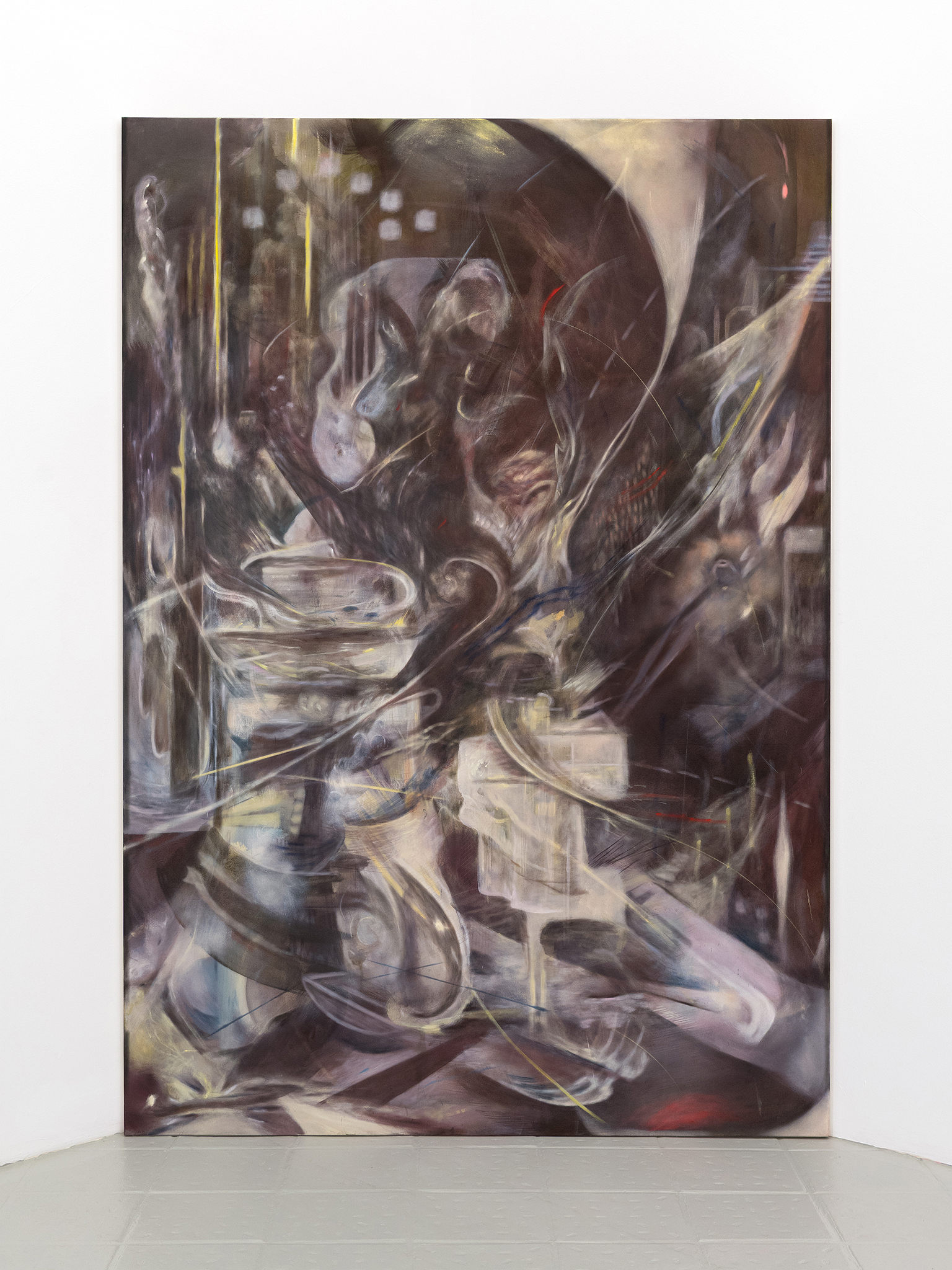 The Line is a Curve, 2026, Oil and ink on canvas, 230x160cm