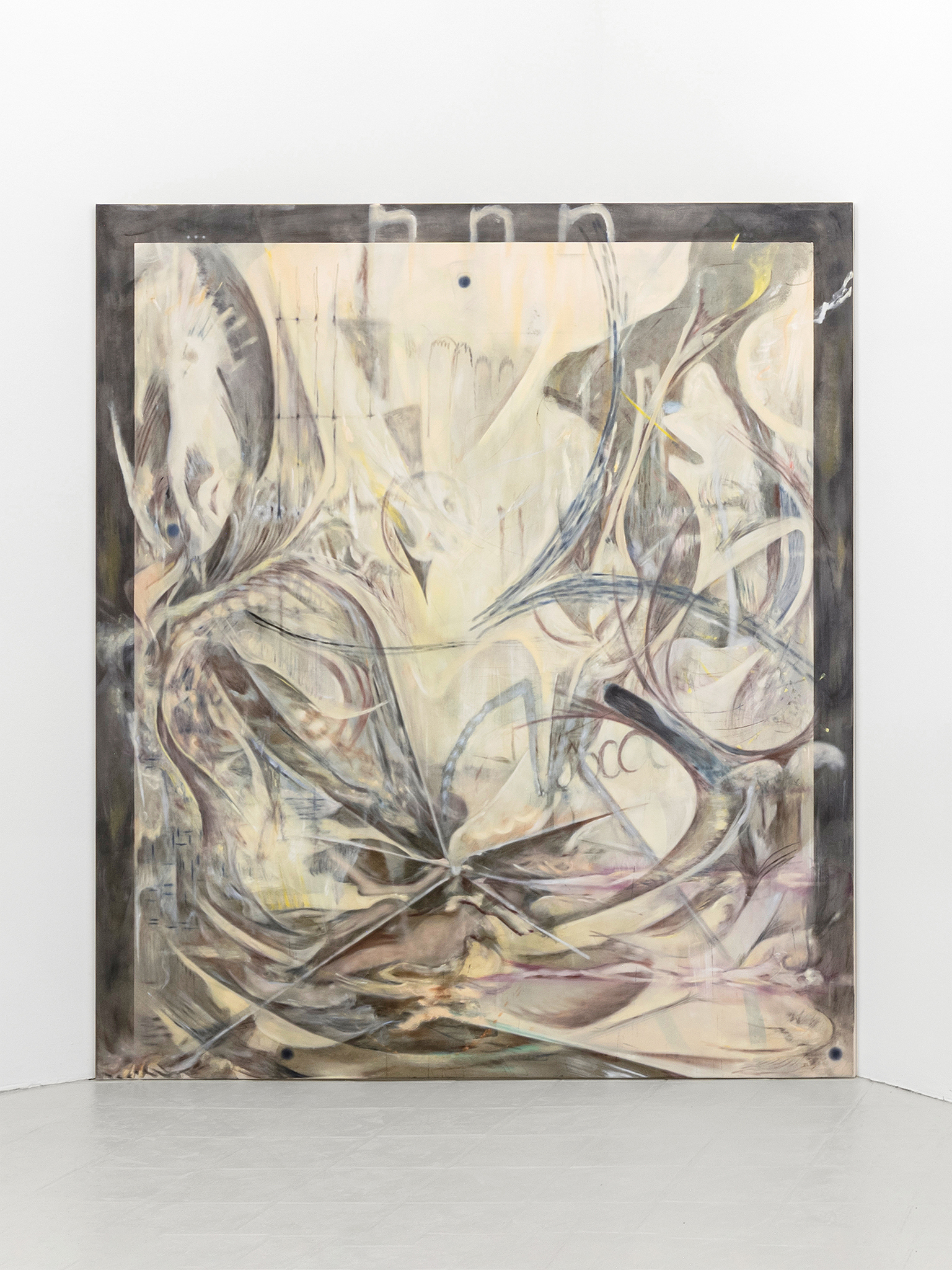 A Scattering (There is a thing that escapes me the whole time), 2026, Oil and ink on canvas, 200x230cm
