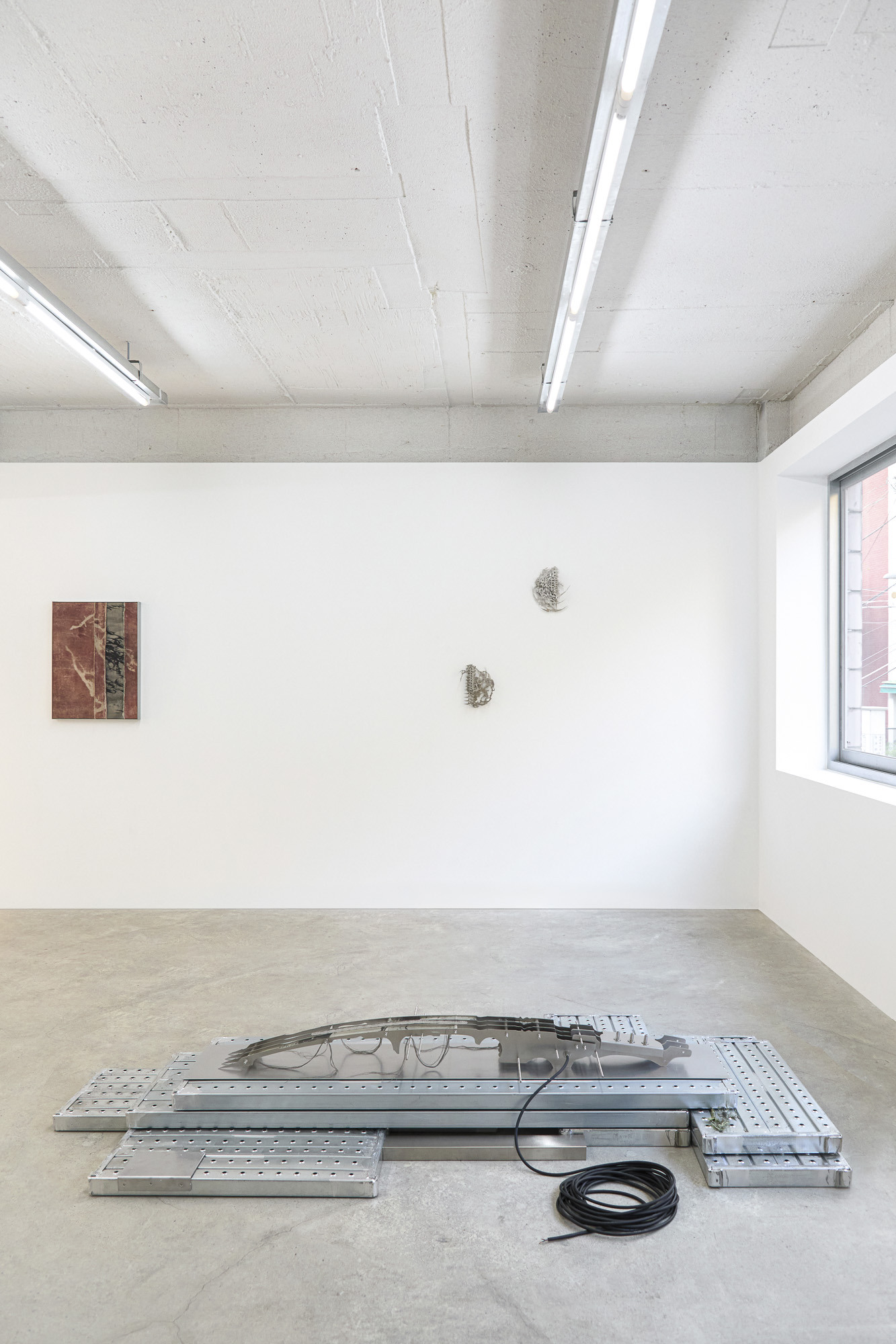 Inside Job (Ula Lucińska, Michał Knychaus), Axial Veil, exhibition view, CAPTION, Seoul, 2026,  photo: Bokyoung Han