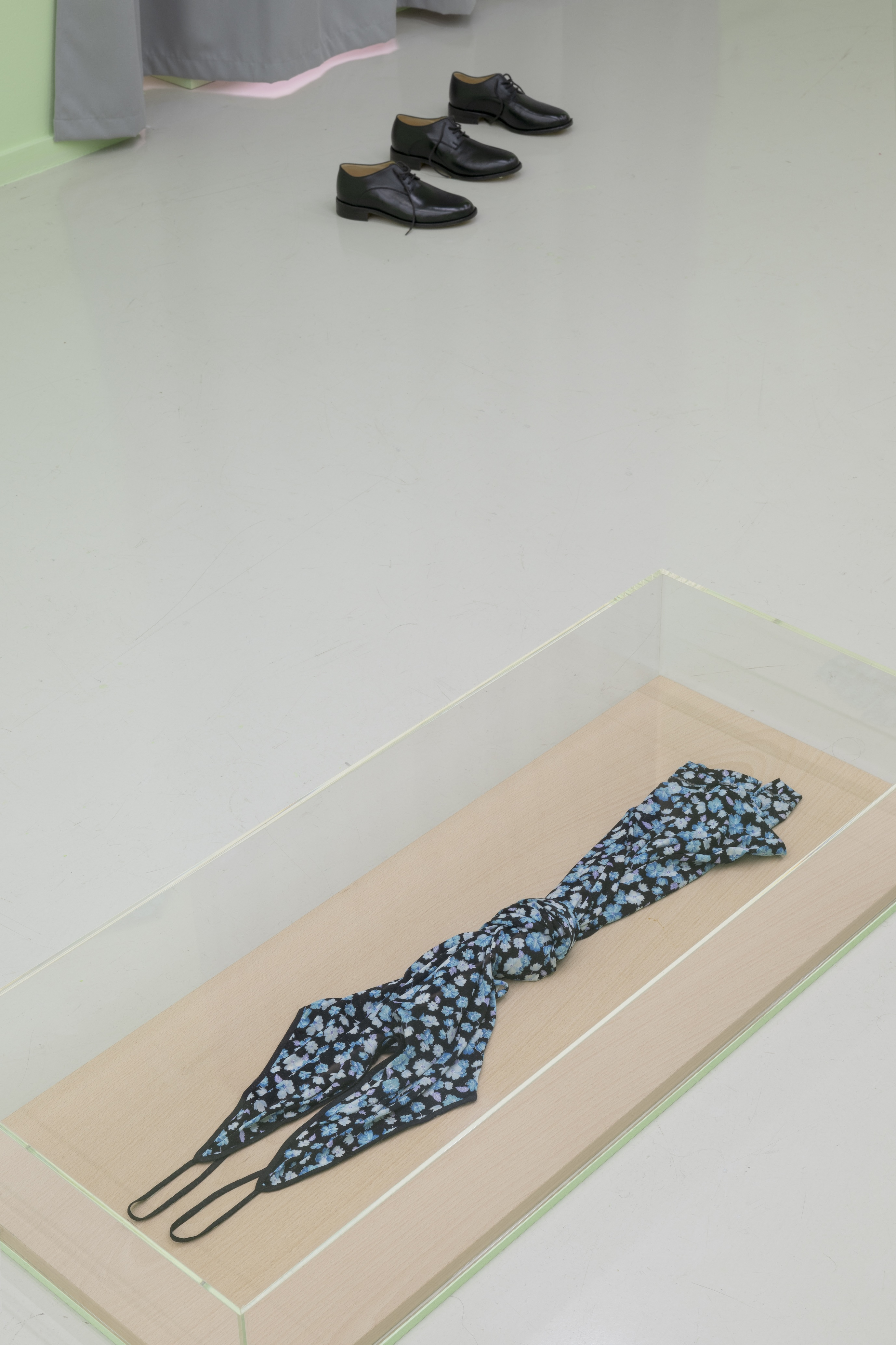 Joan Brossa, El nus, 1968 (1990), Col·lecció MACBA; back: Jason Dodge, Shoes made for someone with three feet by a master shoemaker in Berlin, 2015, courtesy Centre d’édition contemporaine, Genève.