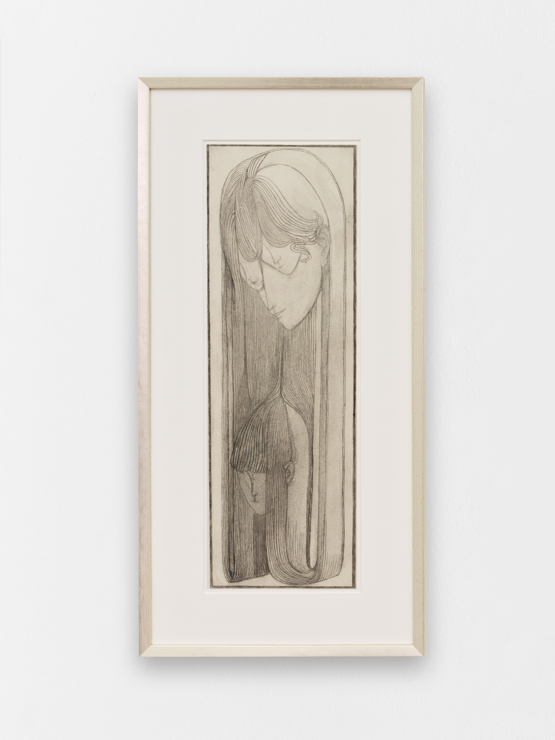 Paul Becker, Untitled (Mother and Siblings), 2026, coloured pencil on paper, 55.5 x 18.2 cm (unframed), 72.5 x 35.7 cm (framed), unique 