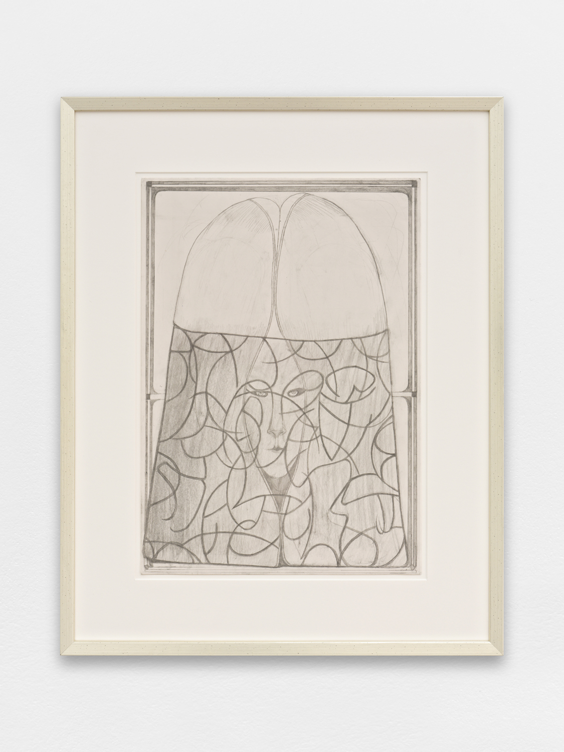 Paul Becker, Mourner & Veil, 2026, coloured pencil on paper, 42 x 29.7 cm (unframed), 59 x 46.7 cm (framed), unique
