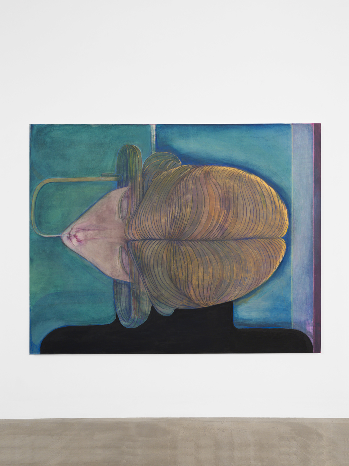 Paul Becker, Untitled (Breathing), 2026, gouache, coloured pencil and watercolour on canvas, 150 x 192 cm, unique 
