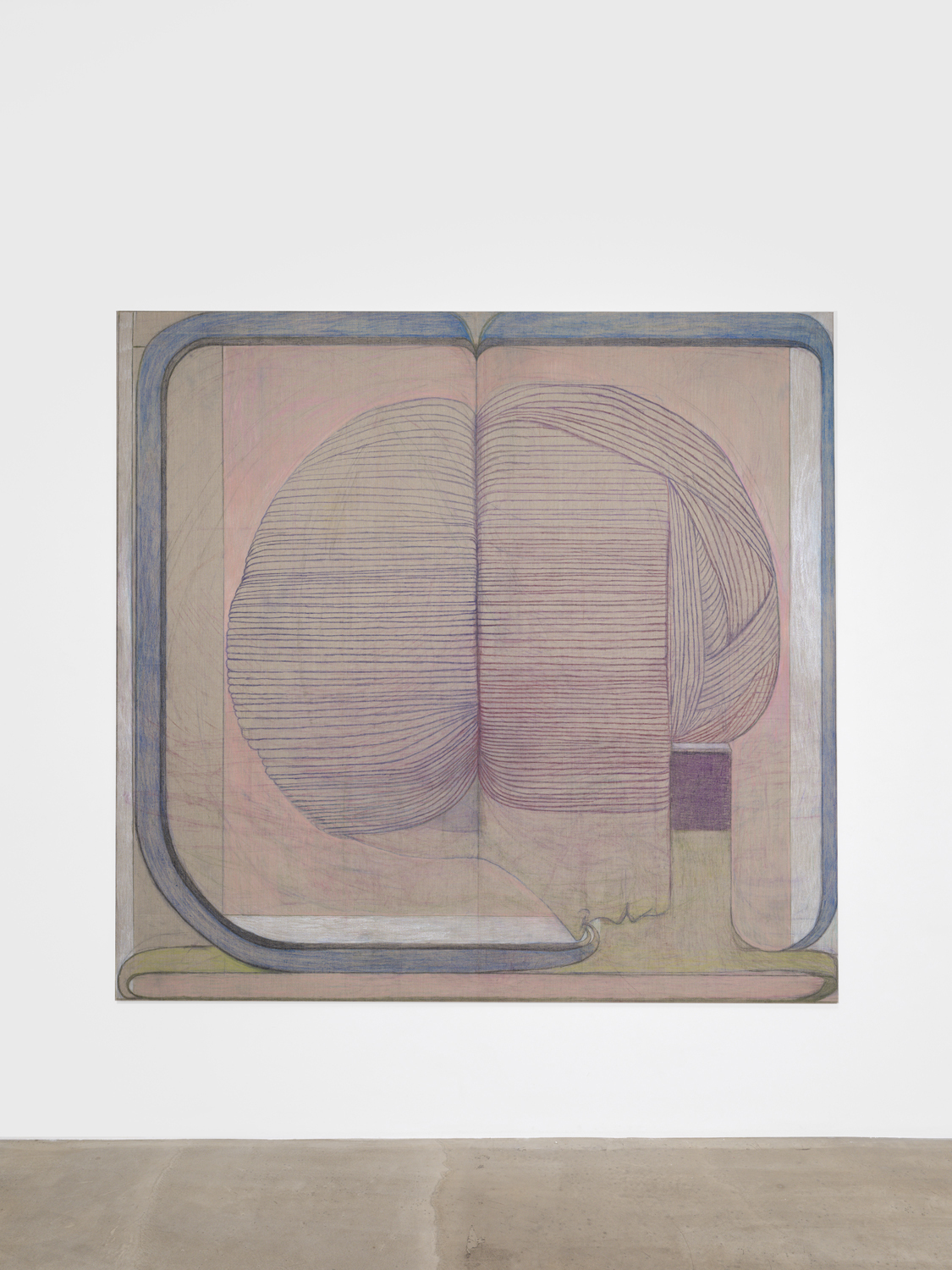 Paul Becker, Untitled (Collar & Breath), 2026, coloured pencil on linen, 190 x 182 cm, unique  