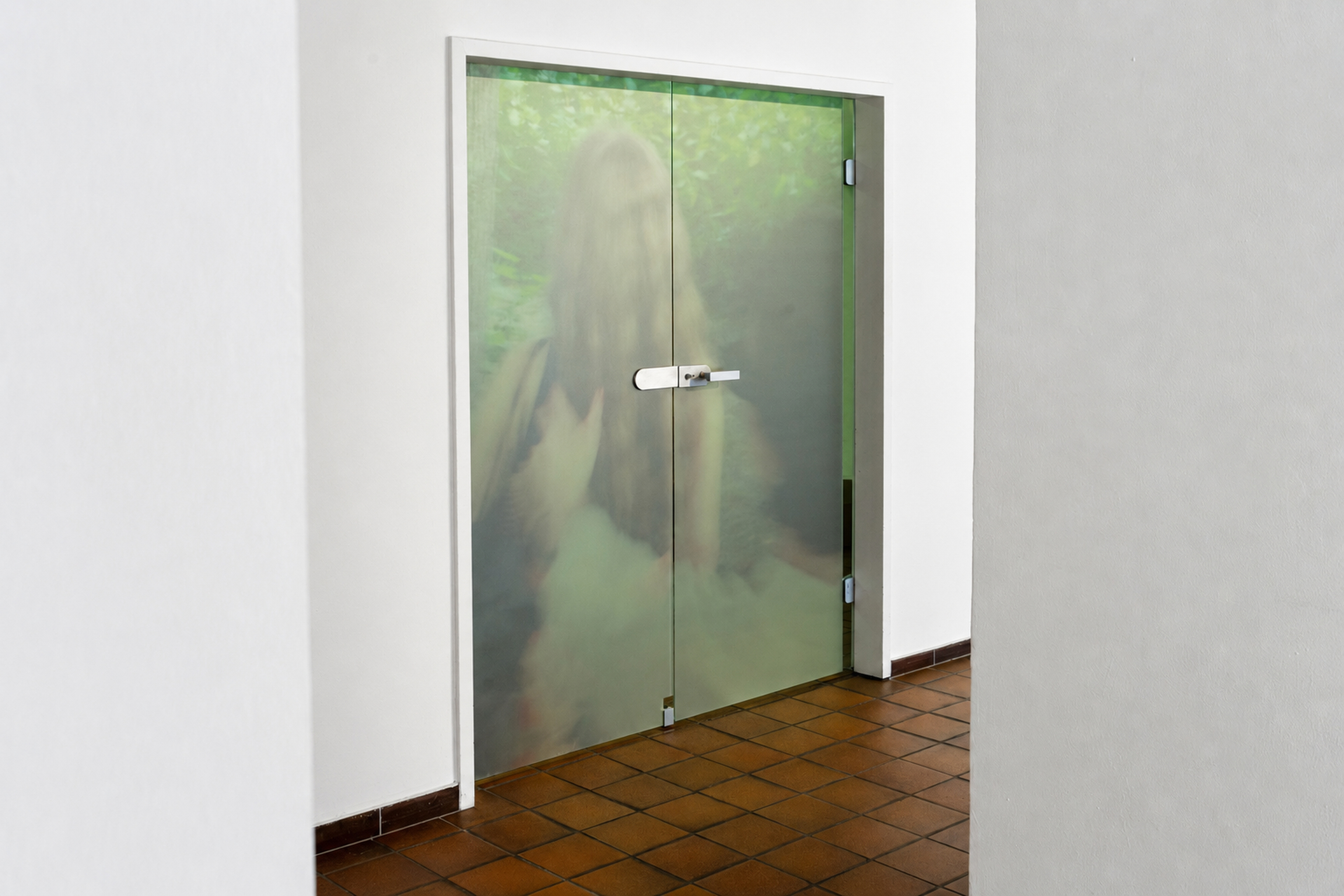 Muscular Hope (Out of the Hesitation Series), 2026 Photo Film, Frosted Film in champagne shade 197 x 168 cm