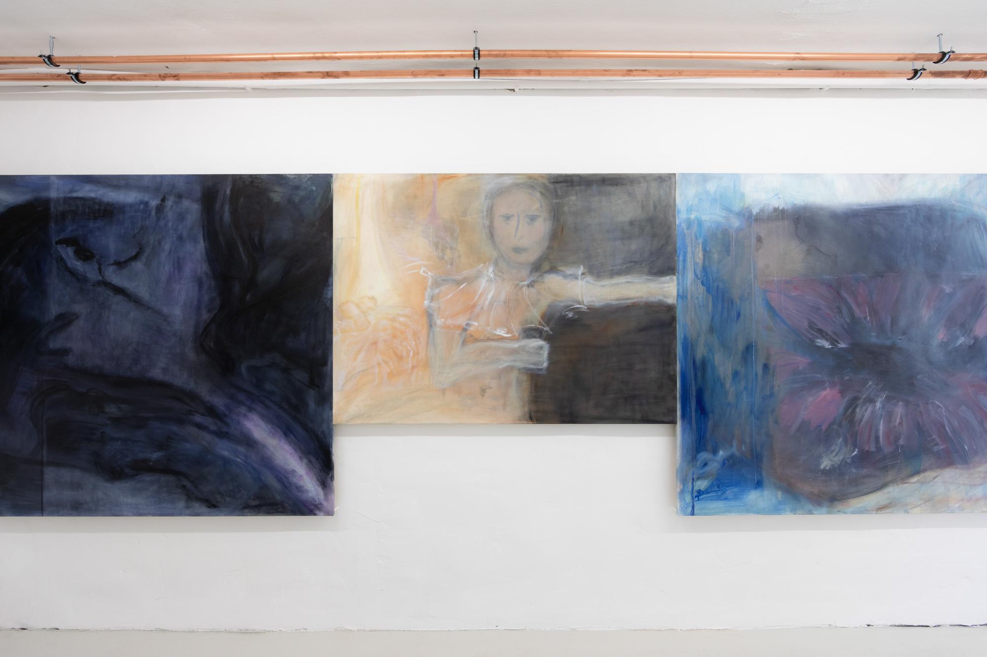 Installation view of Krys Huba in the exhibition falling into you, soft power, Berlin, 2026. Courtesy the artist and soft power, Berlin. Photo: Studio Replica.
