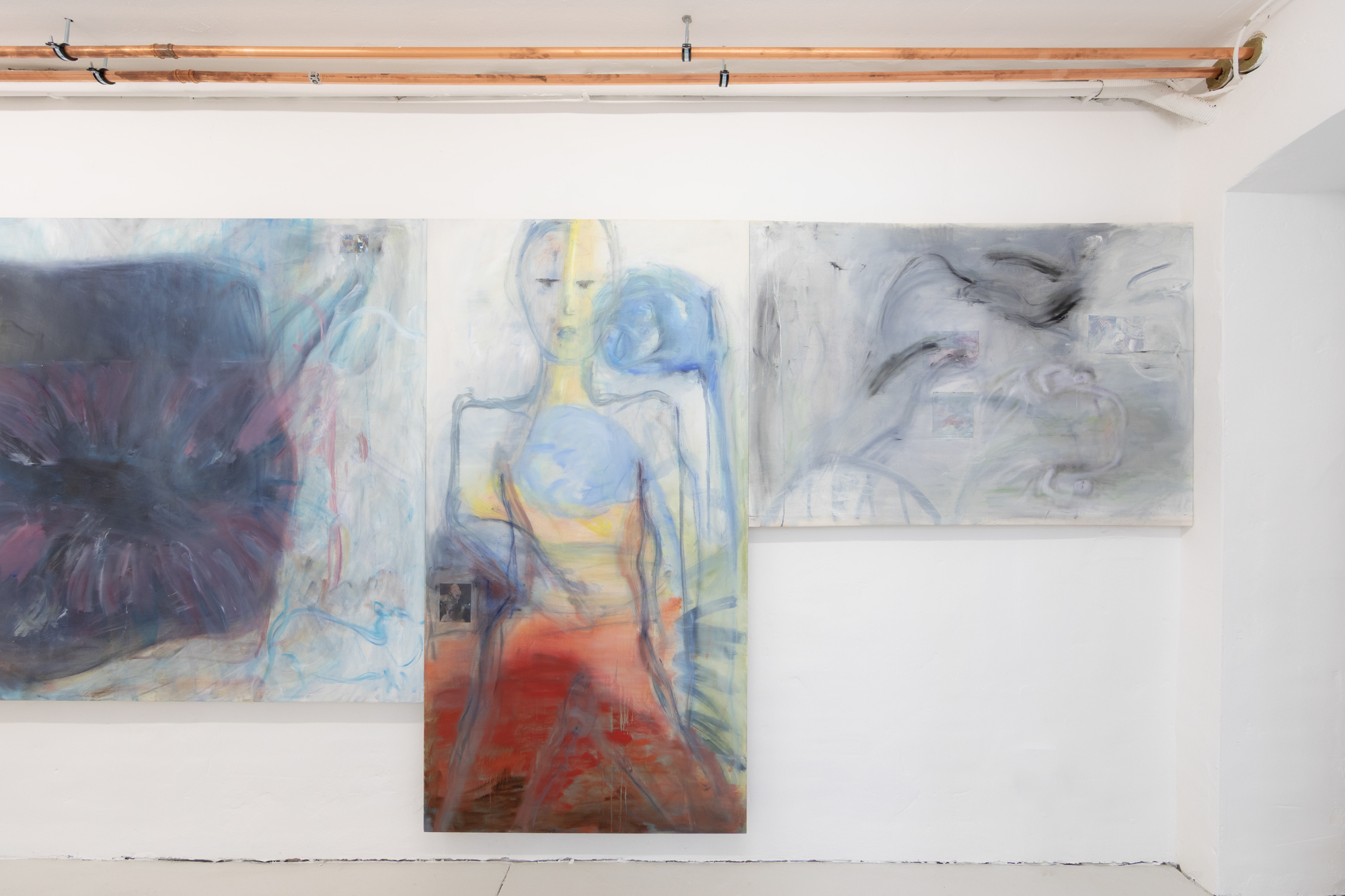 Installation view of Krys Huba in the exhibition falling into you, soft power, Berlin, 2026. Courtesy the artist and soft power, Berlin. Photo: Studio Replica.