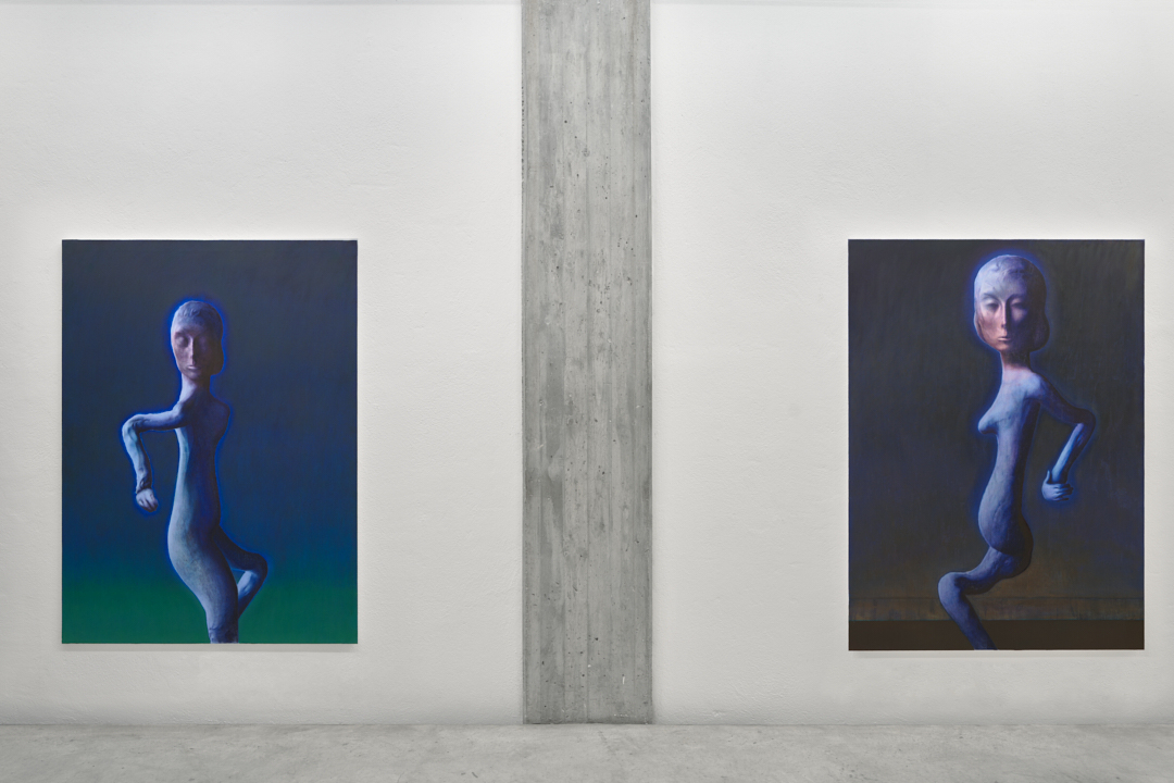 L-R: Untitled, 2026, oil on canvas, 175 x 130 cm (DM2602); Untitled, 2026, oil on canvas, 180 x 130 cm (DM2603)