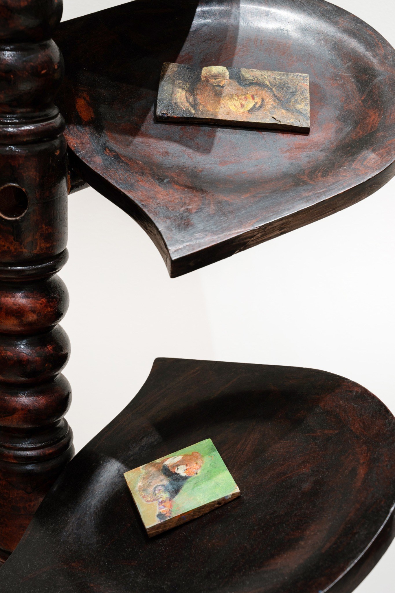 Jessy Razafimandimby, Décalcomania Constellation (detail), 2026, wood, acrylic on wood, 182 x 60 x 60 cm, unique