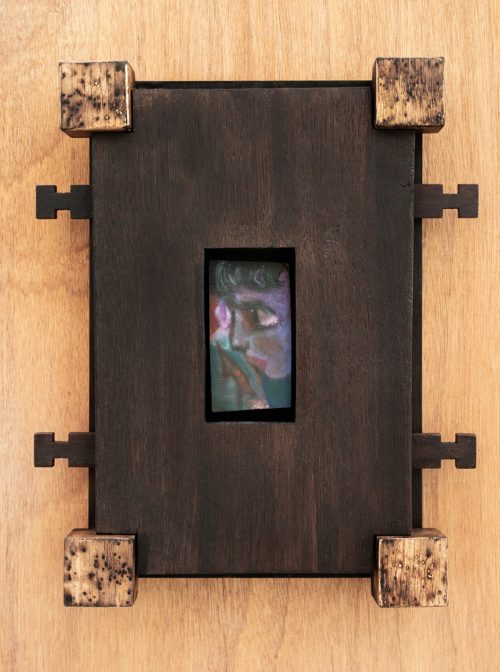 8 Jessy Razafimandimby La nouvelle honnêteté 2026 acrylic paint and dye on wood 31 x 26 5 x 5 cm unique