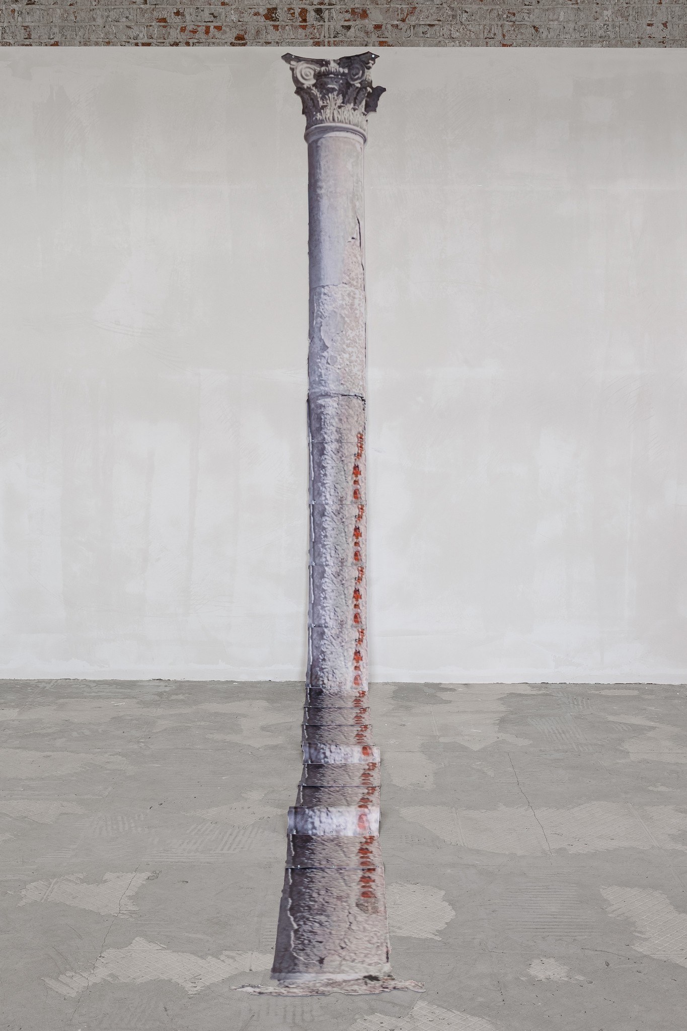 Hanna Zubkova, ‘Object/Document #56 — False Sun, Culture will survive, trust me hun, says an angel of electricity and tickles my neck. I laugh involuntarily and wake up.’, 2022, digital print on PVC banner, mounting system, 72 x 437 cm