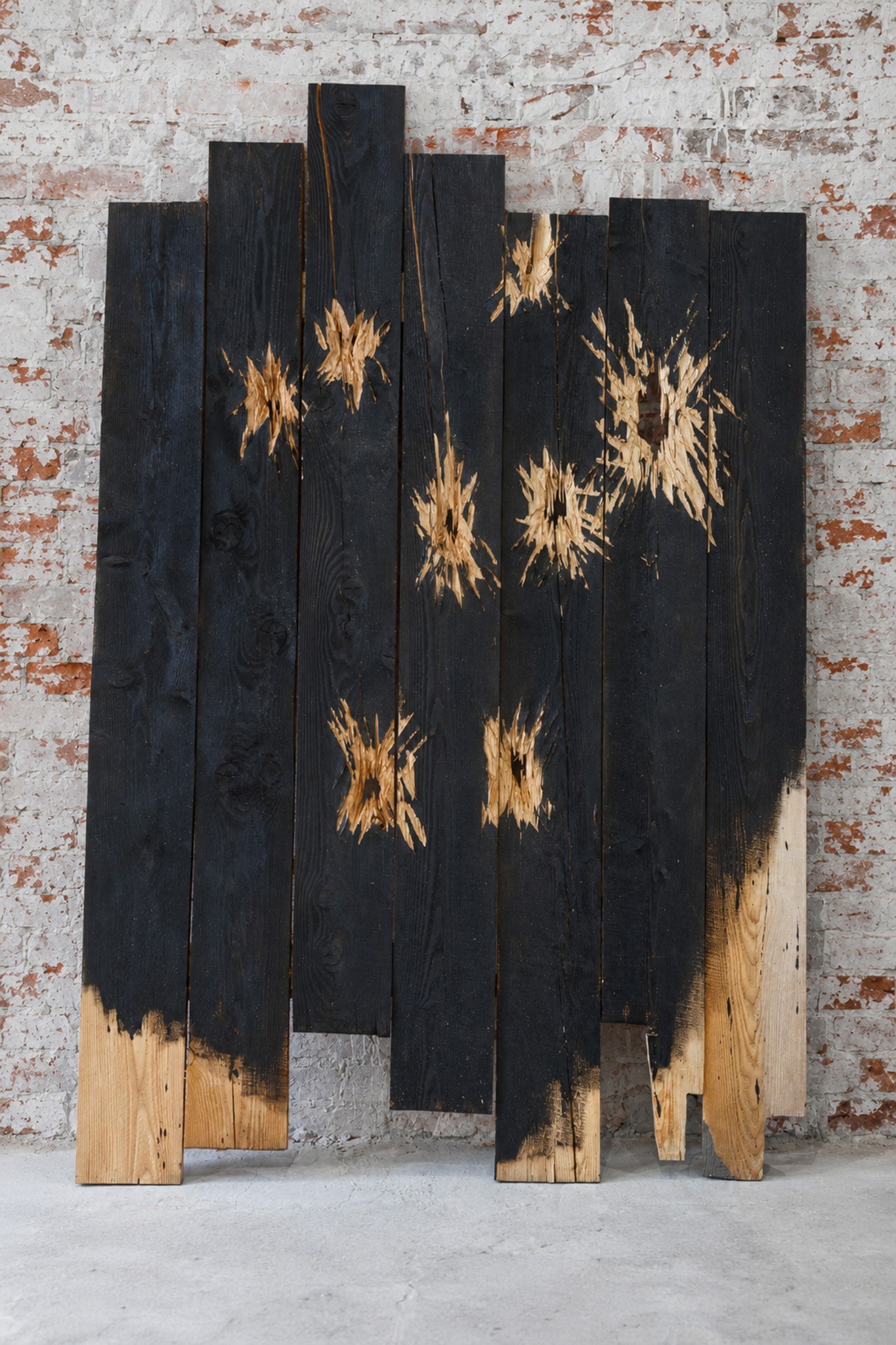 Nestor Engelke, ‘Wooden Constellation No. 3’, 2019, wood, bitumen, wood painting, 210 x 136 cm