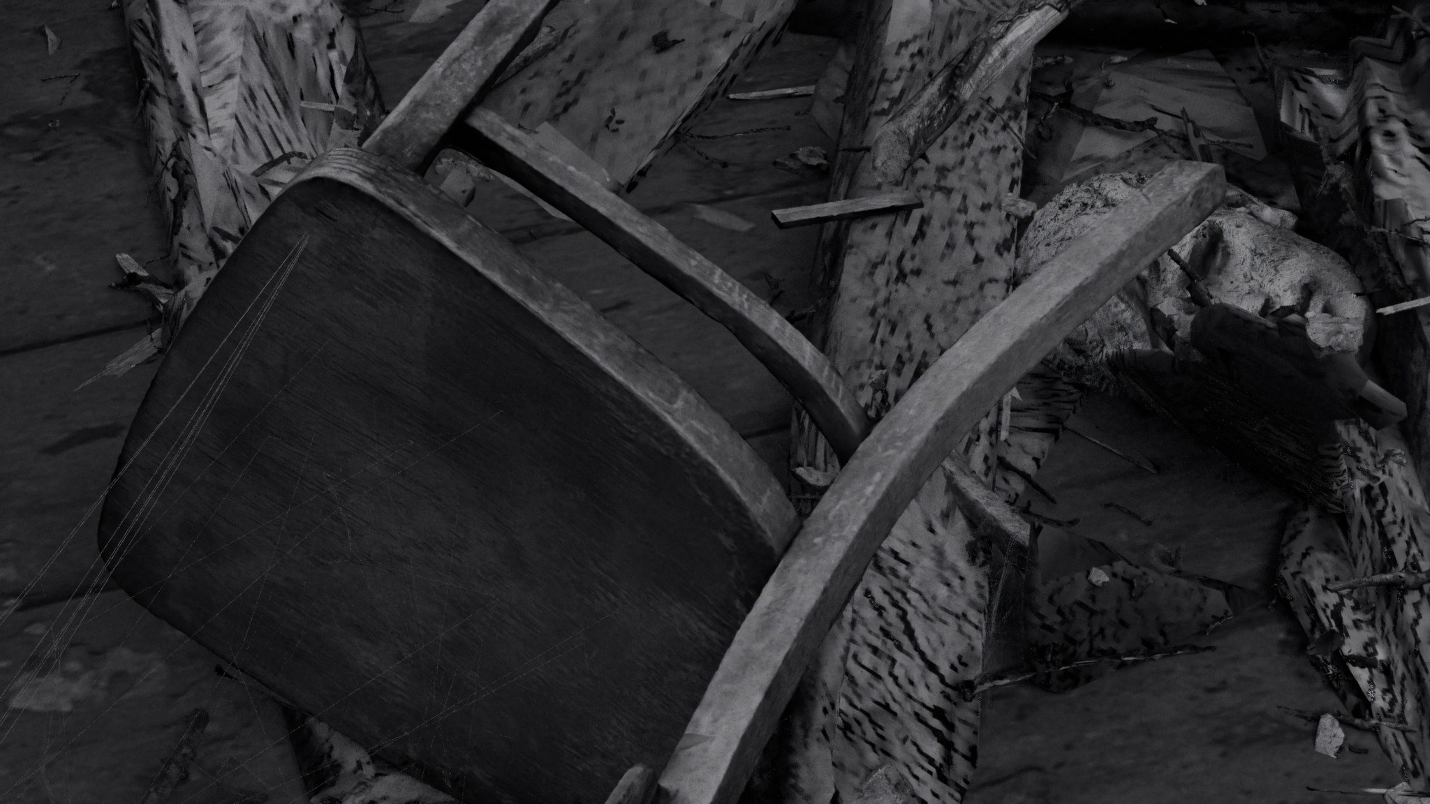 Hynek Alt, Fantom, 2026, single-channel video with an algorithmically generated camera path, UHD, black and white, sound, 21 min, loop (video still)